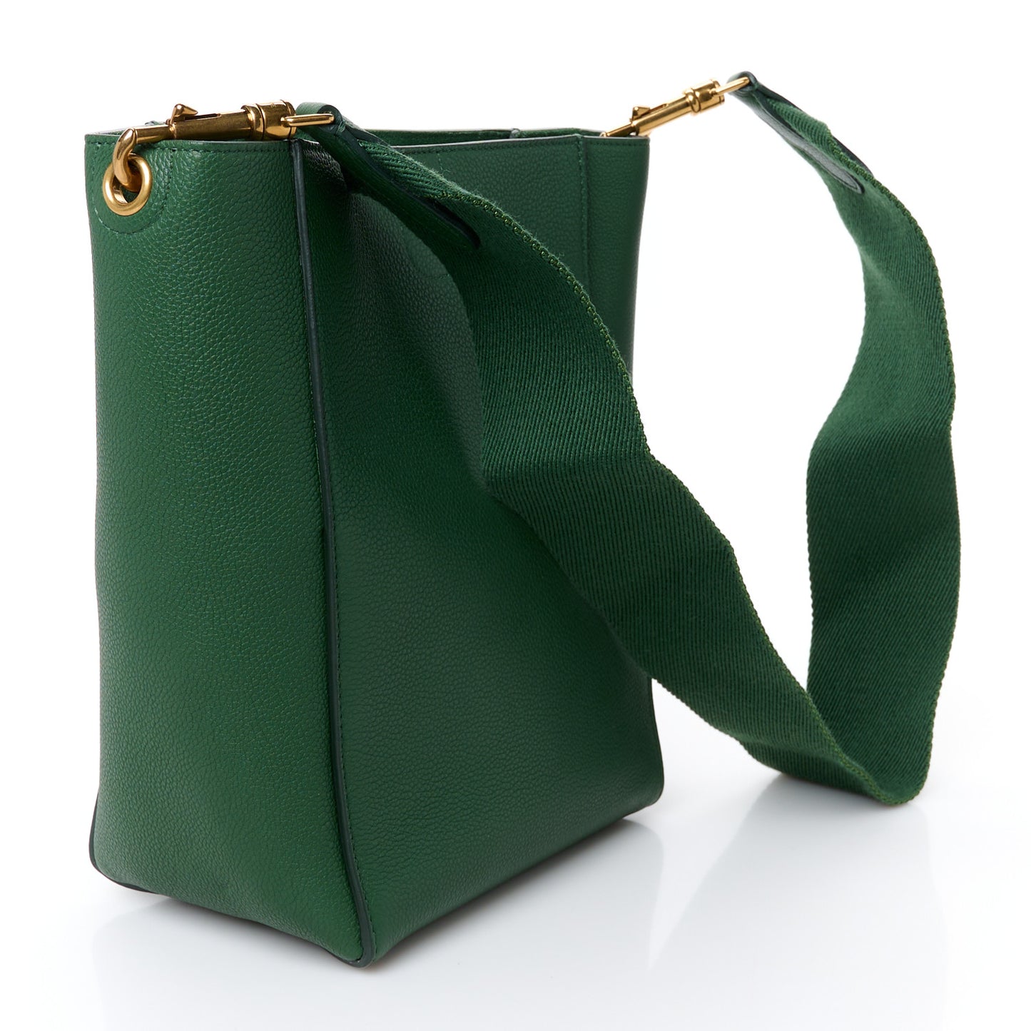 Soft Grained Calfskin Small Sangle Bucket Bag Malachite