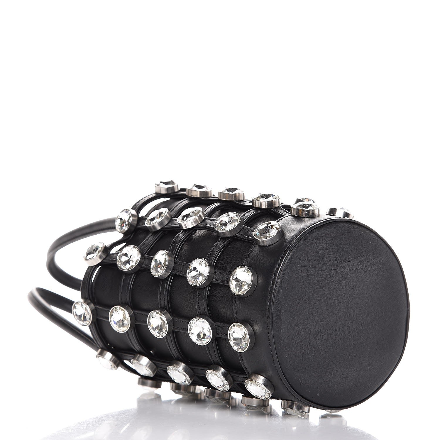 Alexander Wang Calfskin Crystal Embellished Roxy Mini Bucket Bag Black 4 of 7