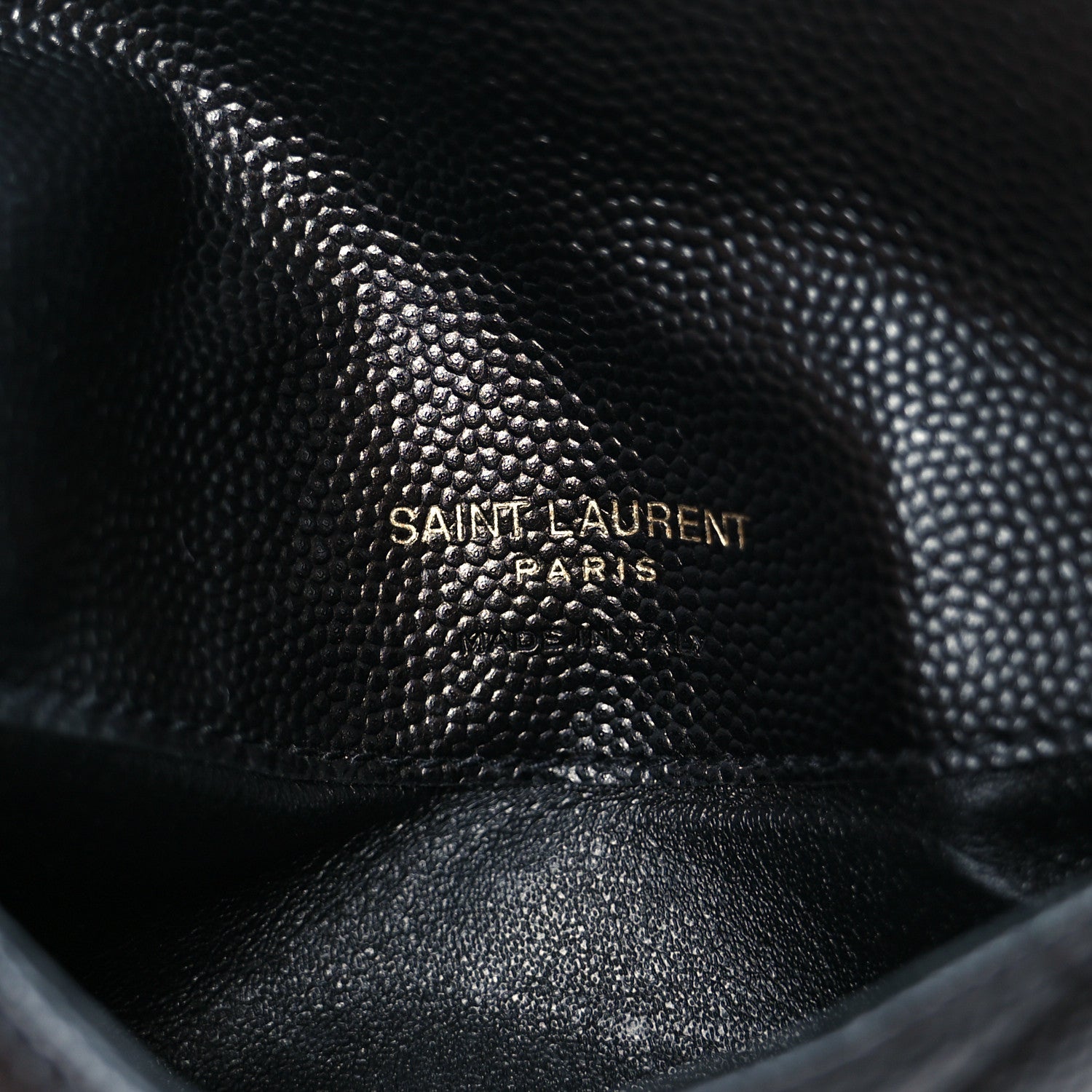 Saint Laurent Grain De Poudre Matelasse Chevron Monogram Compact Wallet Black 15 of 20