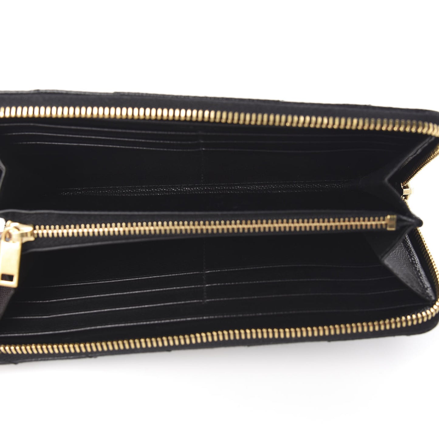 Grain De Poudre Matelasse Chevron Monogram Zip Around Wallet Black