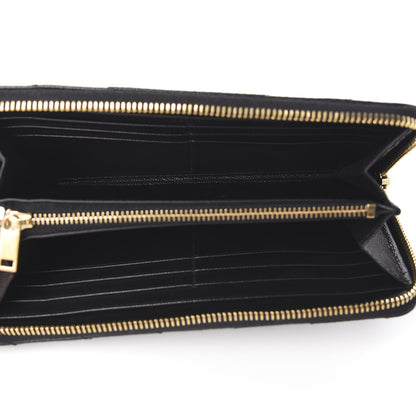 Saint Laurent Grain De Poudre Matelasse Chevron Monogram Zip Around Wallet Black 4 of 6