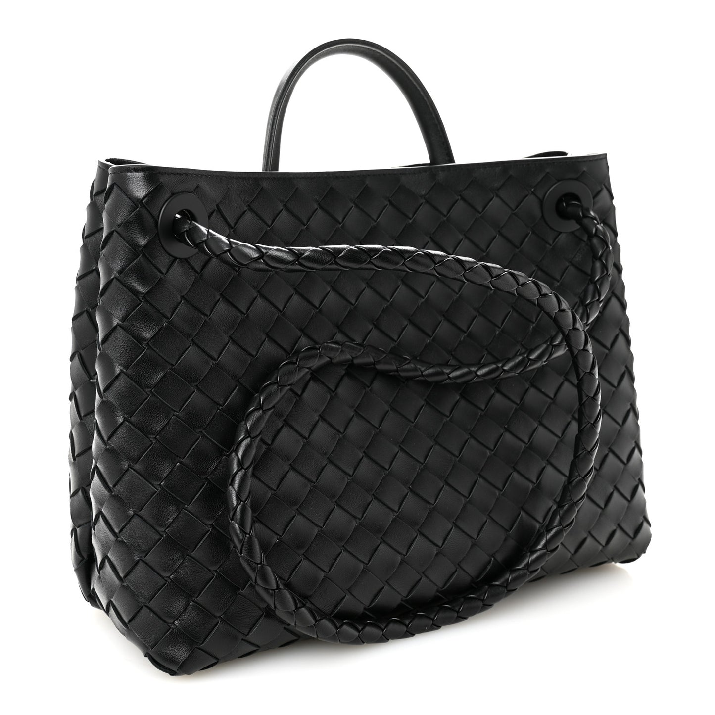Nappa Intrecciato Medium Andiamo Shoulder Bag Black