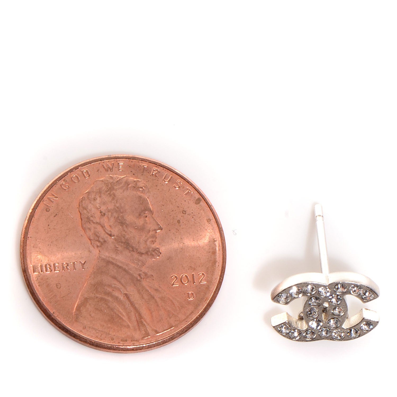 Chanel Crystal CC Earrings Silver 2 of 5