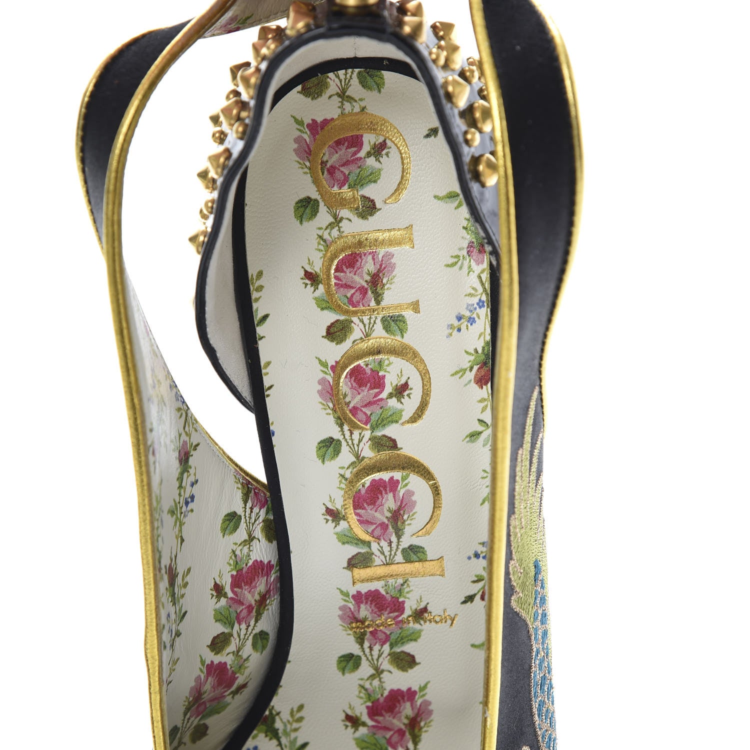 Gucci Satin Embroidered Dragon Caspar Pumps 39 Black 8 of 11