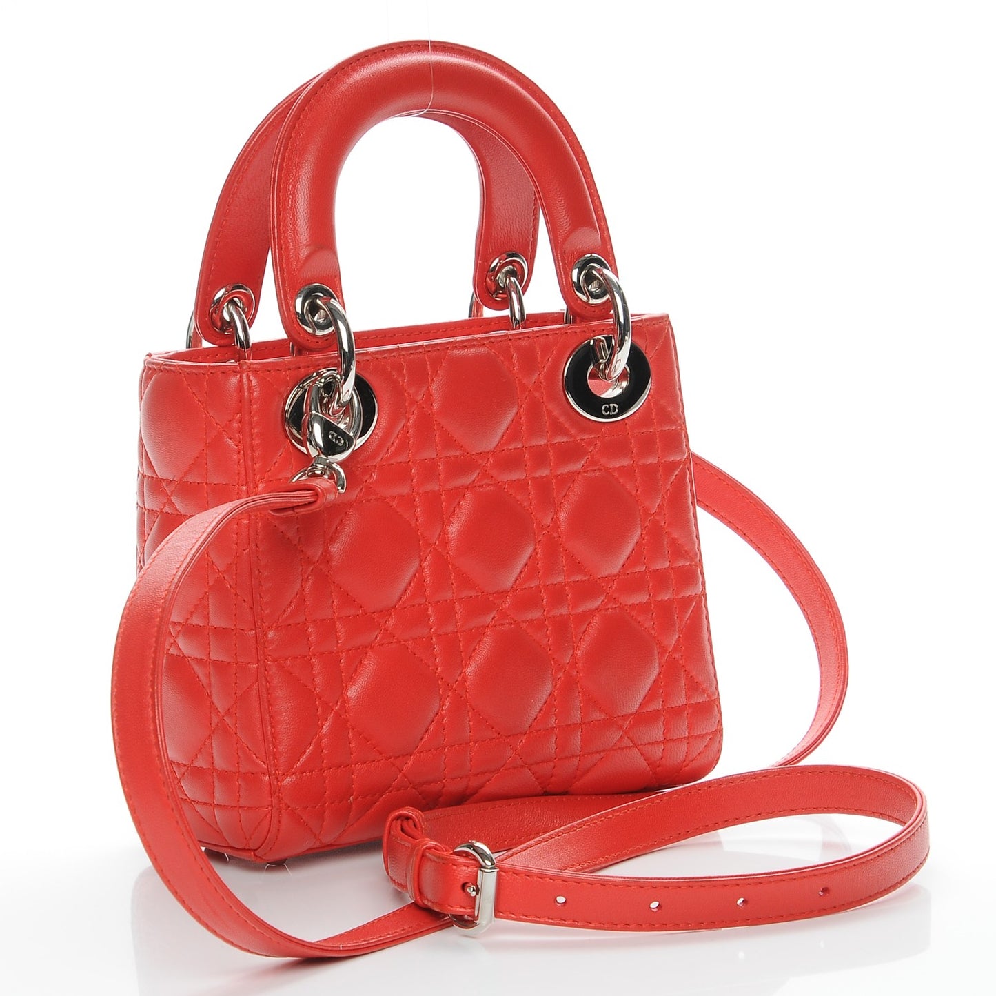 Lambskin Cannage Mini Lady Dior Vermillion