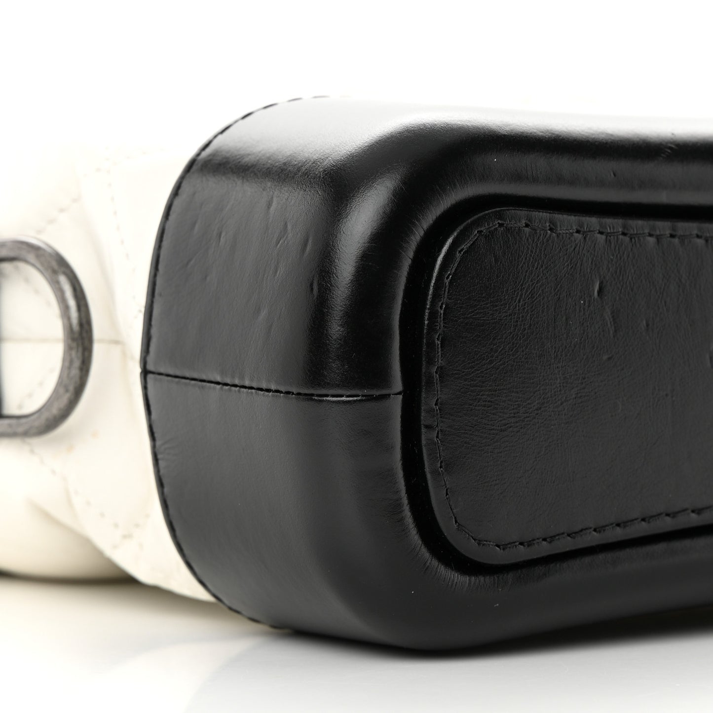 Aged Calfskin Quilted Small Gabrielle Hobo Black White