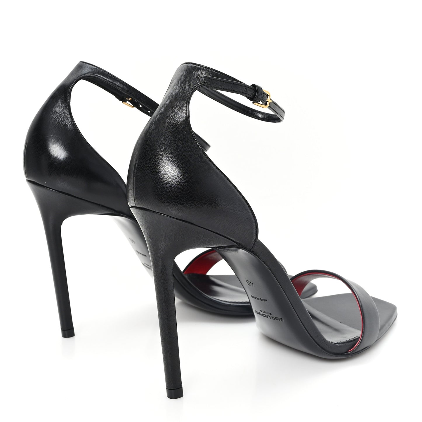 Calfskin Amber 105 Ankle Strap Sandals 40 Black