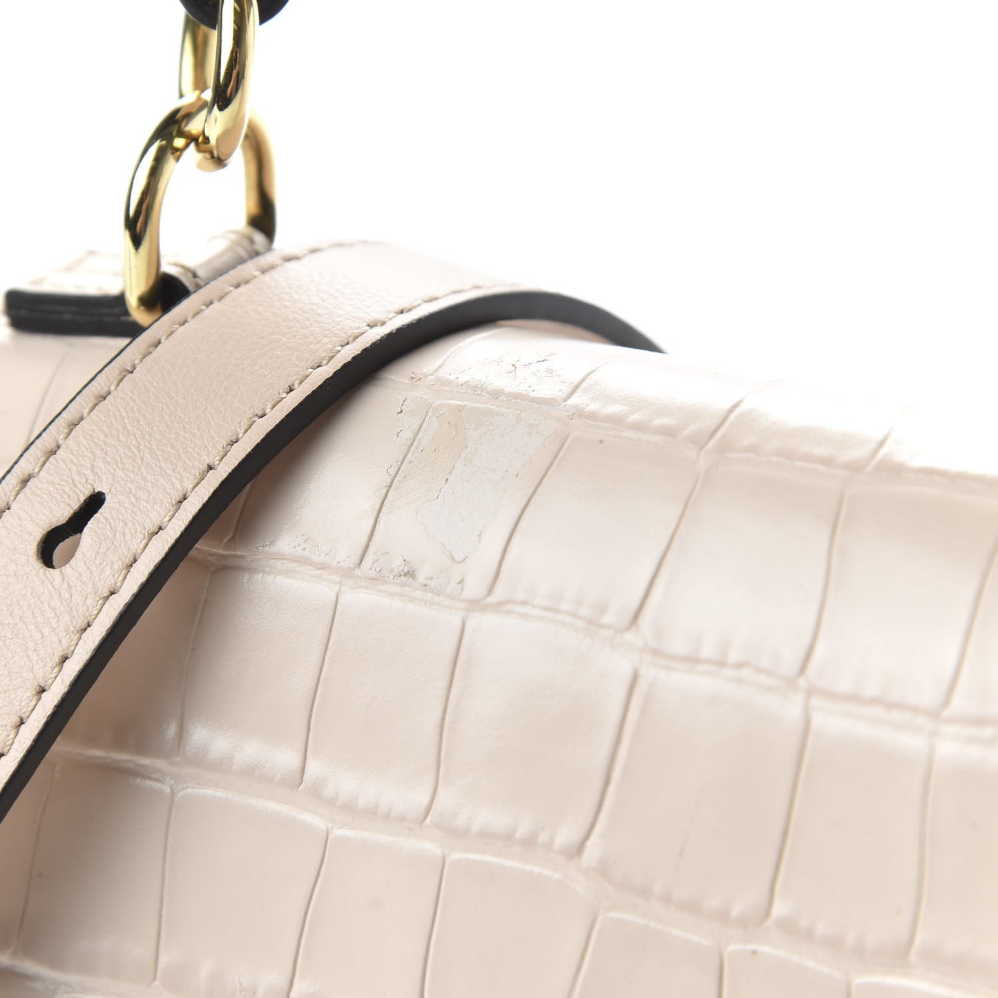 Calfskin Crocodile Embossed Mini Faye Day Shoulder Bag Cement Pink