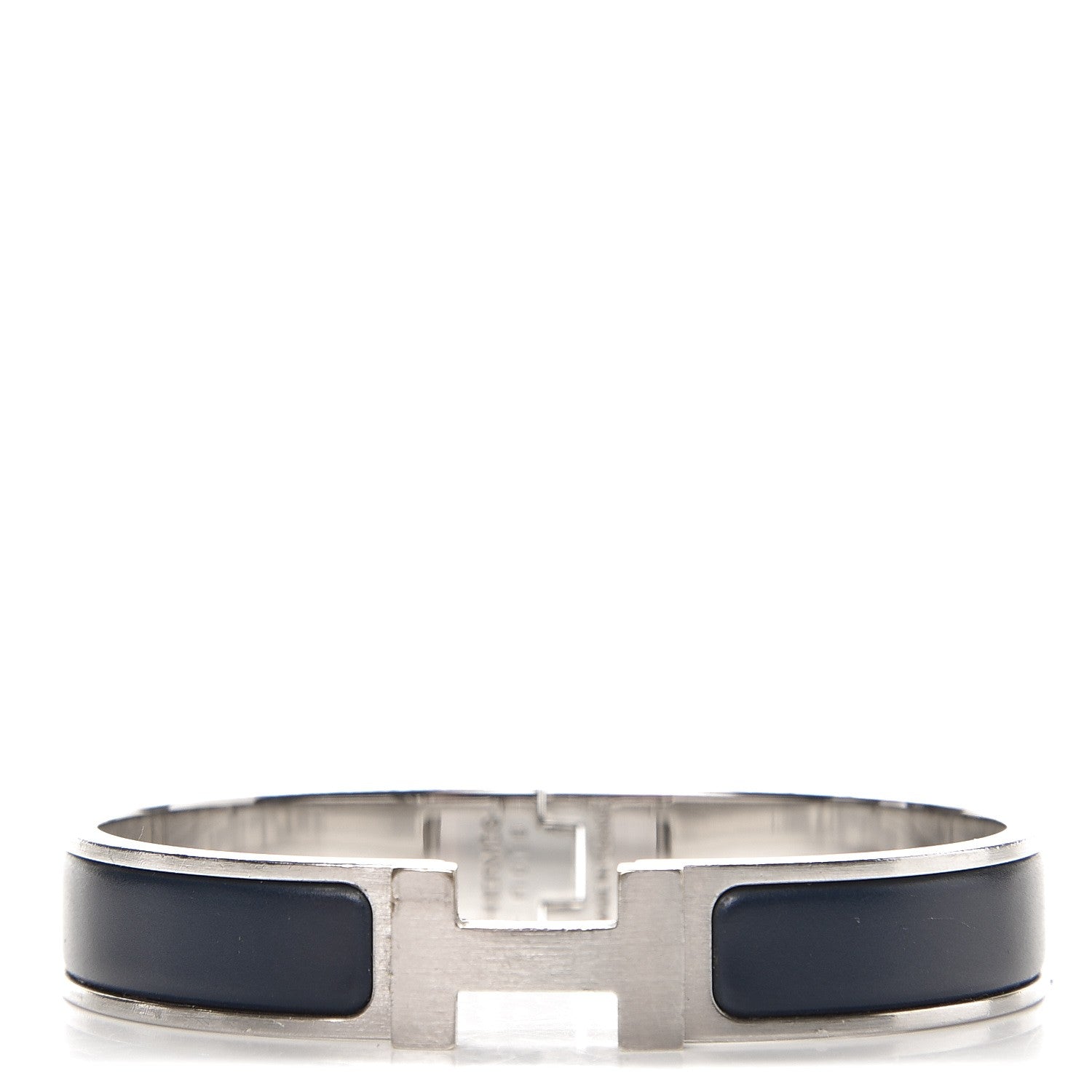 Hermes Matte Enamel Narrow Clic Clac HH Bracelet GM Bleu Nuit 1 of 6