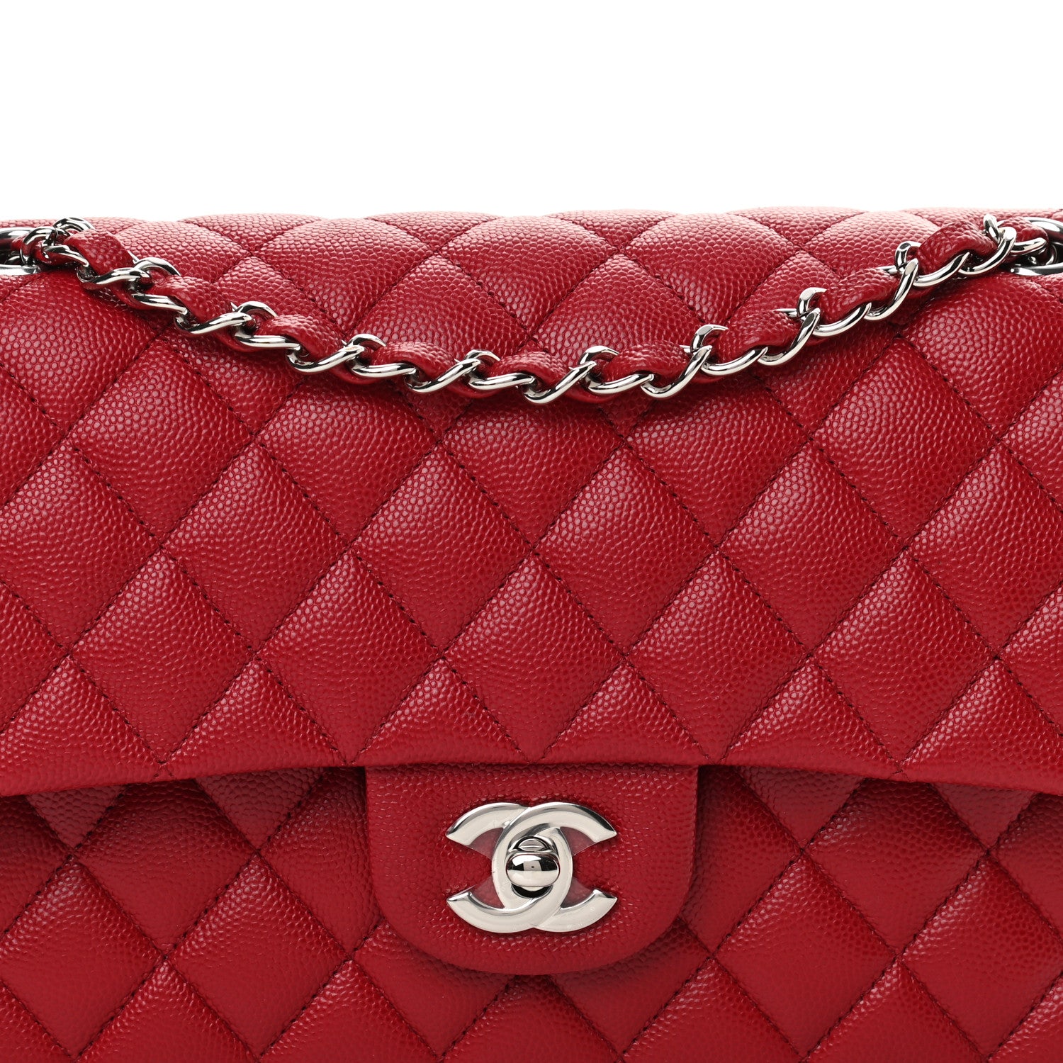 Chanel Caviar Quilted Medium Double Flap Red 8 of 12