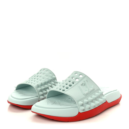 Christian Louboutin Rubber Take It Easy Flat Slide Sandals 46 Iceberg 4 of 11