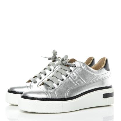 Hermes Metallic Nappa Polo Sneakers 39 Argent Black 3 of 10