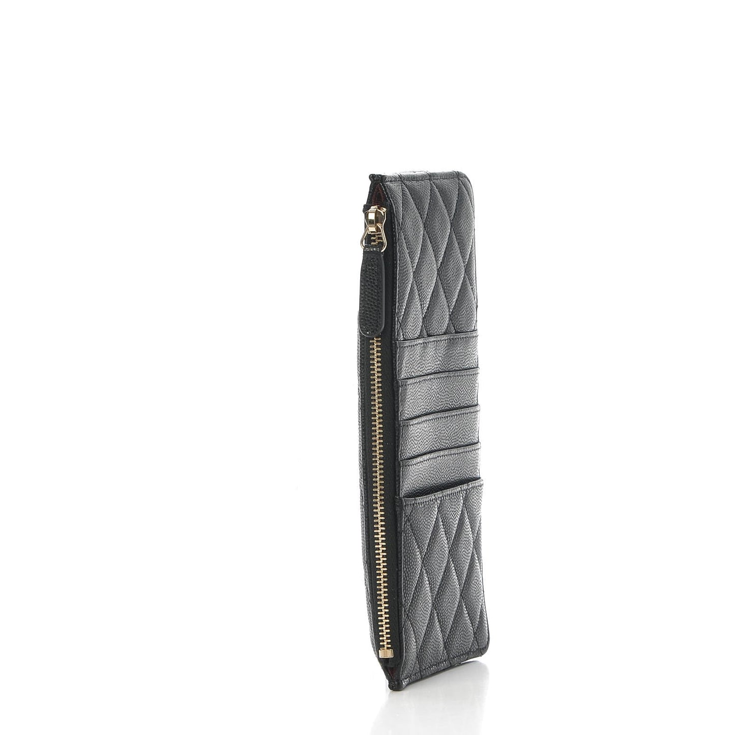Caviar Quilted Classic Flat Wallet Pouch Black