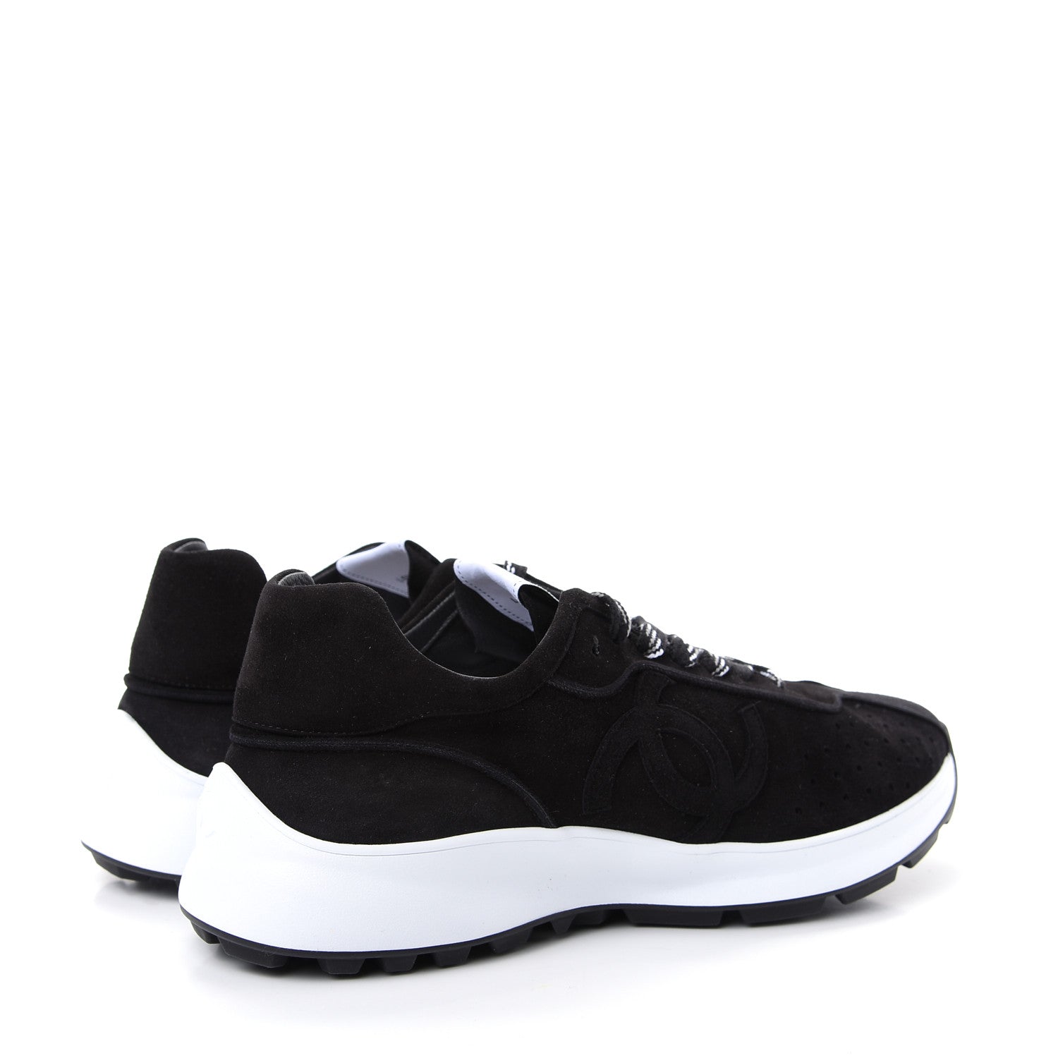Chanel Suede Goatskin CC Sneakers 41 Black 4 of 10