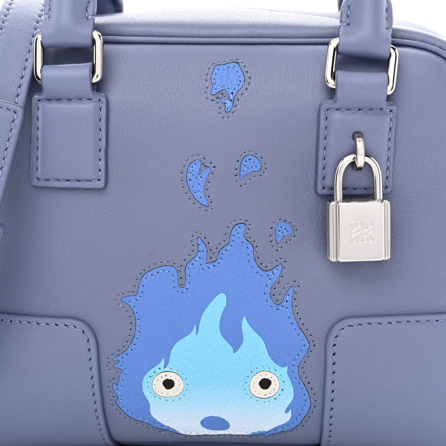 X HOWLS MOVING CASTLE Satin Calfskin Calcifer Amazona 16 Blueberry