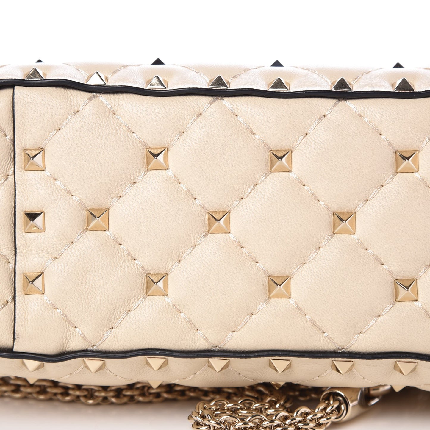 Nappa Medium Rockstud Spike Shoulder Bag Light Ivory