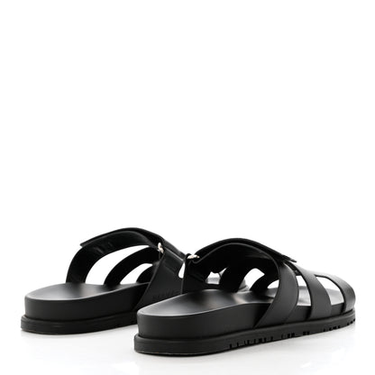 Hermes Calfskin Womens Chypre Sandals 40.5 Black 4 of 11