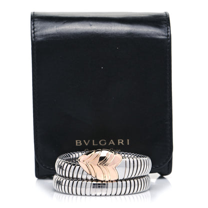 Bulgari Stainless Steel 18K Rose Gold Serpenti Tubogas Double Spiral Bracelet ML 6 of 6