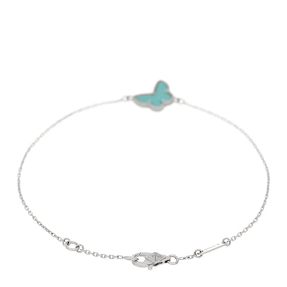 Van Cleef & Arpels 18K White Gold Turquoise Sweet Alhambra Butterfly Bracelet 2 of 4