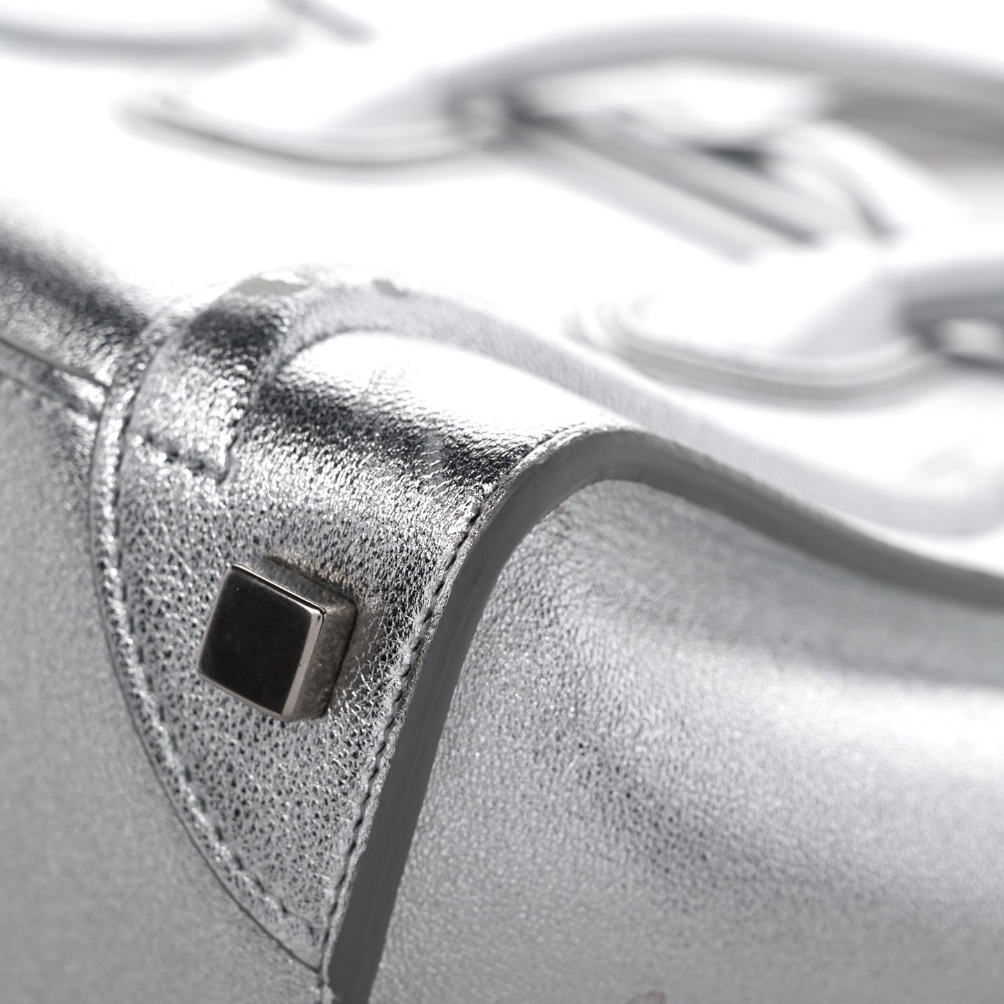Laminated Lambskin Micro Luggage Silver