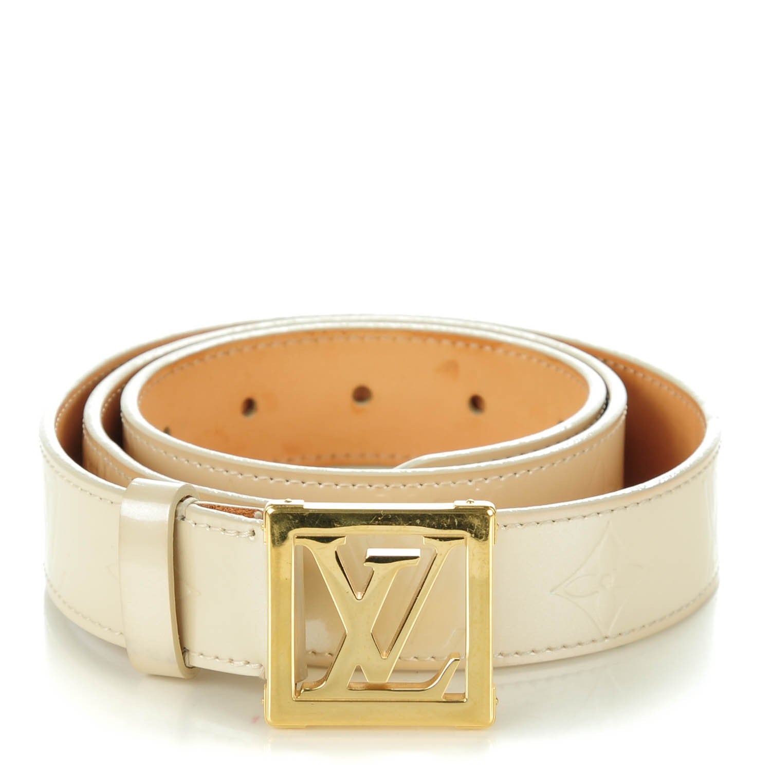 Louis Vuitton Vernis LV Frame Belt 90 36 Blanc Corail 1 of 8