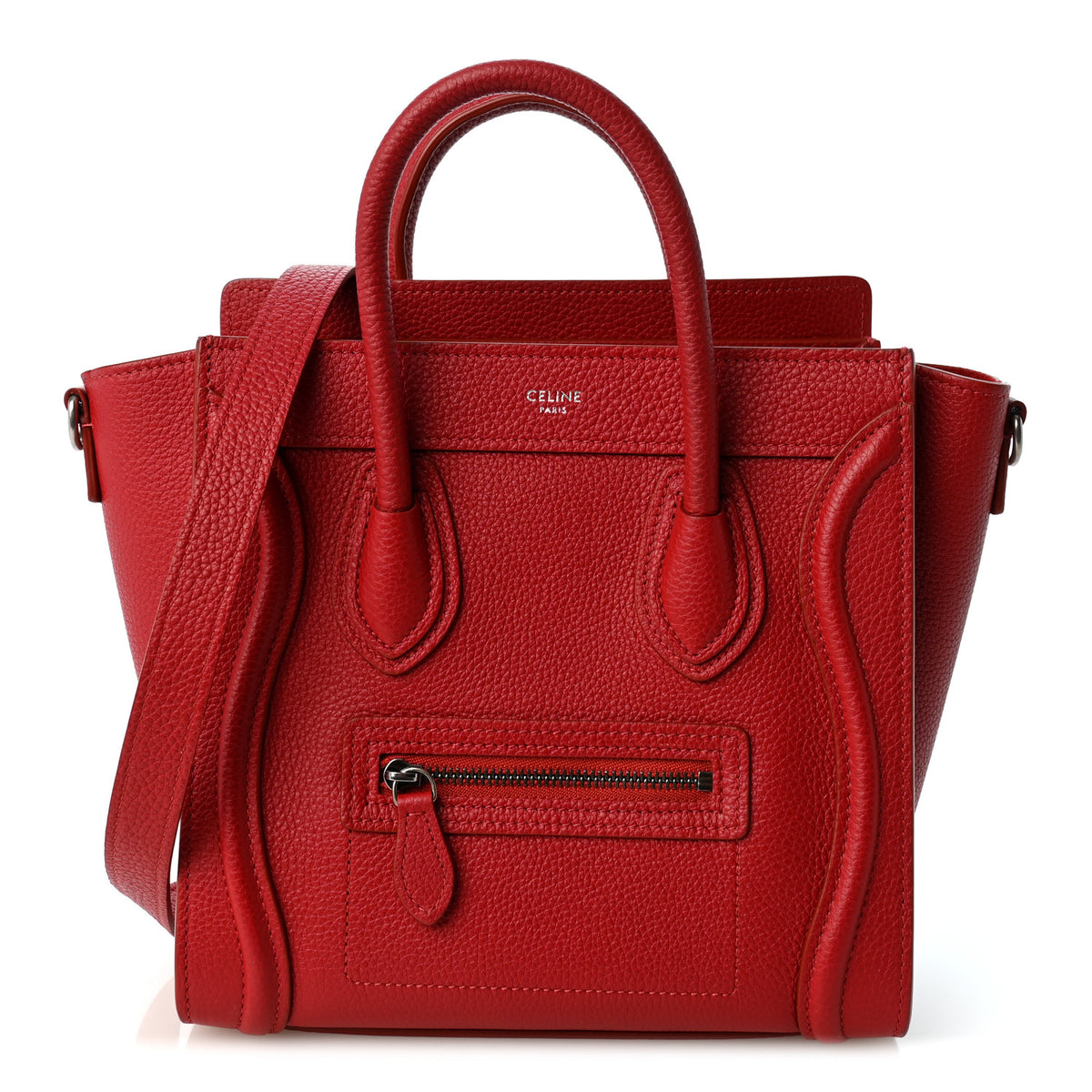 Drummed Calfskin Nano Luggage Red