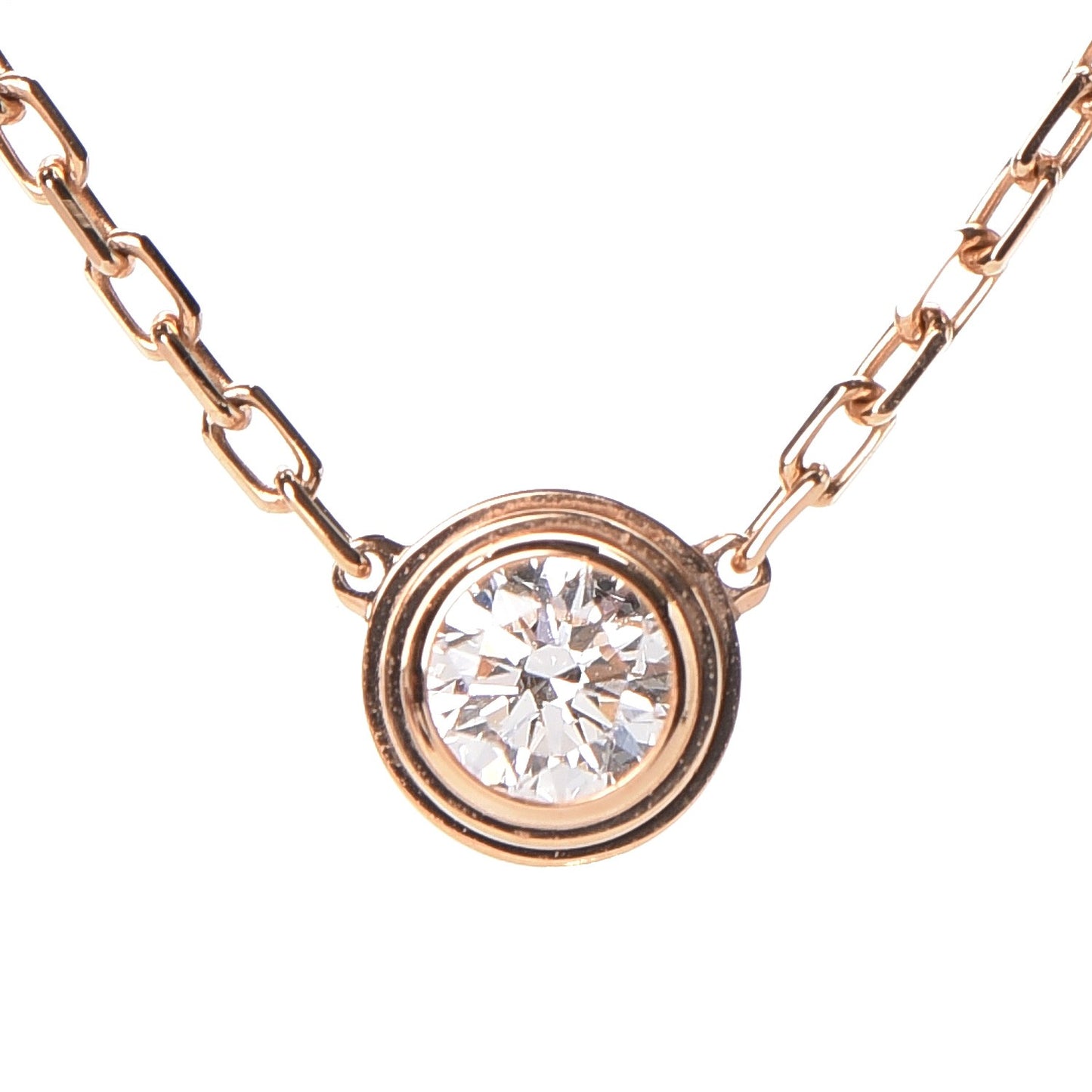 18K Pink Gold Diamond LM D'Amour Pendant Necklace