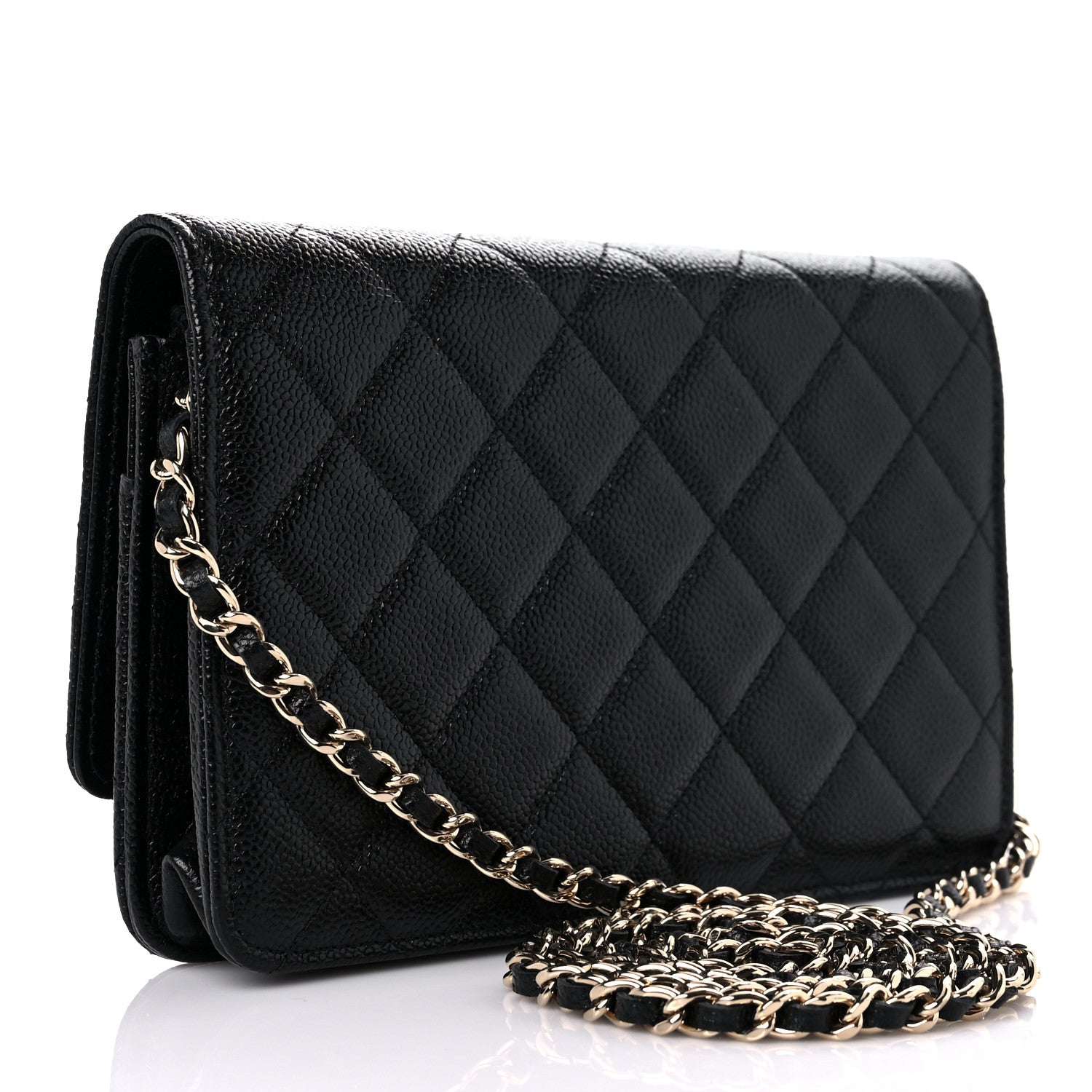 Chanel Caviar Quilted Chain CC Wallet On Chain WOC Black 3 of 14