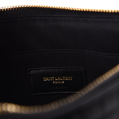 Saint Laurent Calfskin Crocodile Embossed Tiny Monogram Zipped Tablet Holder Black 6 of 7