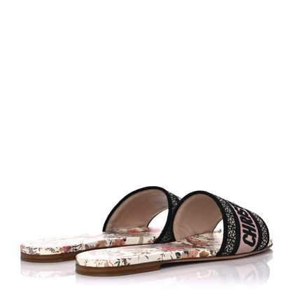 Christian Dior Canvas Jardin d’Hiver Embroidered Dway Flat Slide Sandals 39 White Multicolor 4 of 7