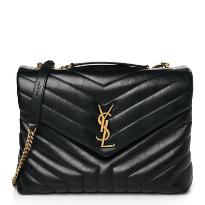 Saint Laurent Calfskin Y Quilted Monogram Medium Loulou Chain Satchel Black 1 of 9