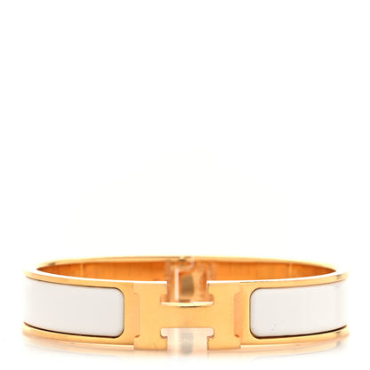 Hermes Enamel Narrow Clic Clac H Bracelet PM White 1 of 5