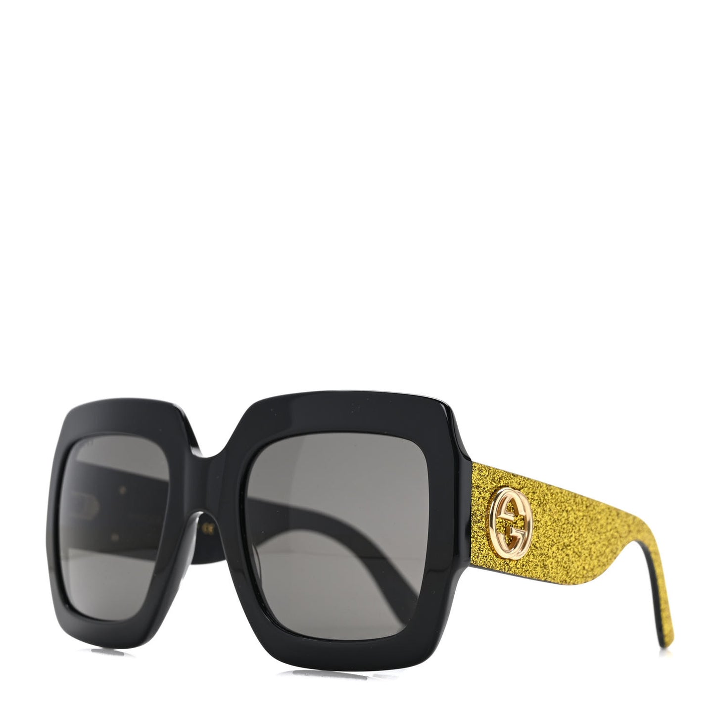 Square Frame GG0102S Sunglasses Glitter Gold