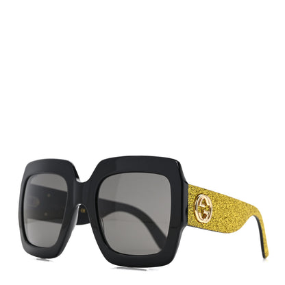 Gucci Square Frame GG0102S Sunglasses Glitter Gold 1 of 9