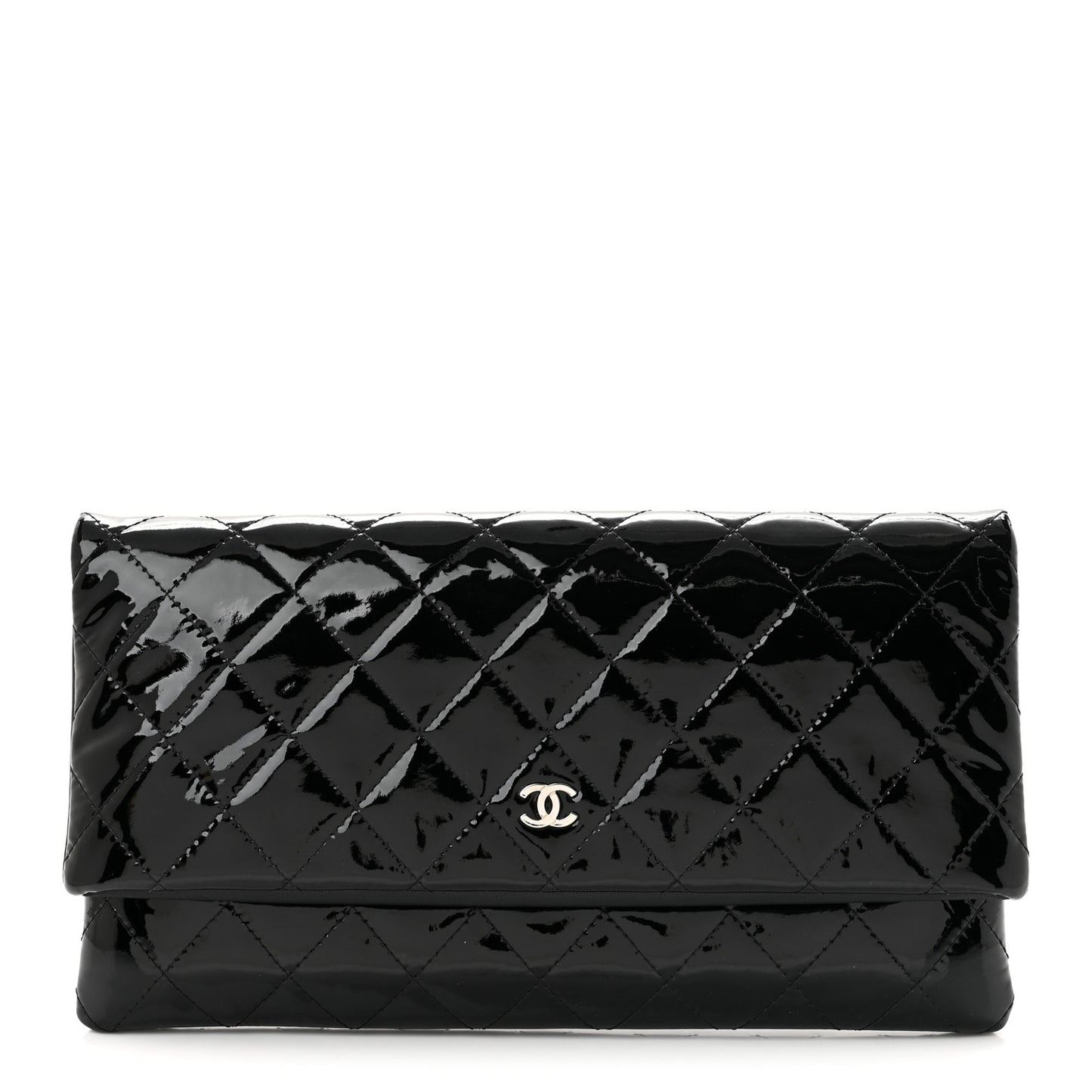 Patent Calfskin Quilted Beauty CC Clutch Black
