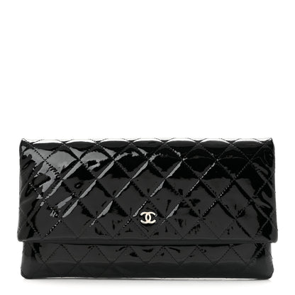 Chanel Patent Calfskin Quilted Beauty CC Clutch Black 1 of 8