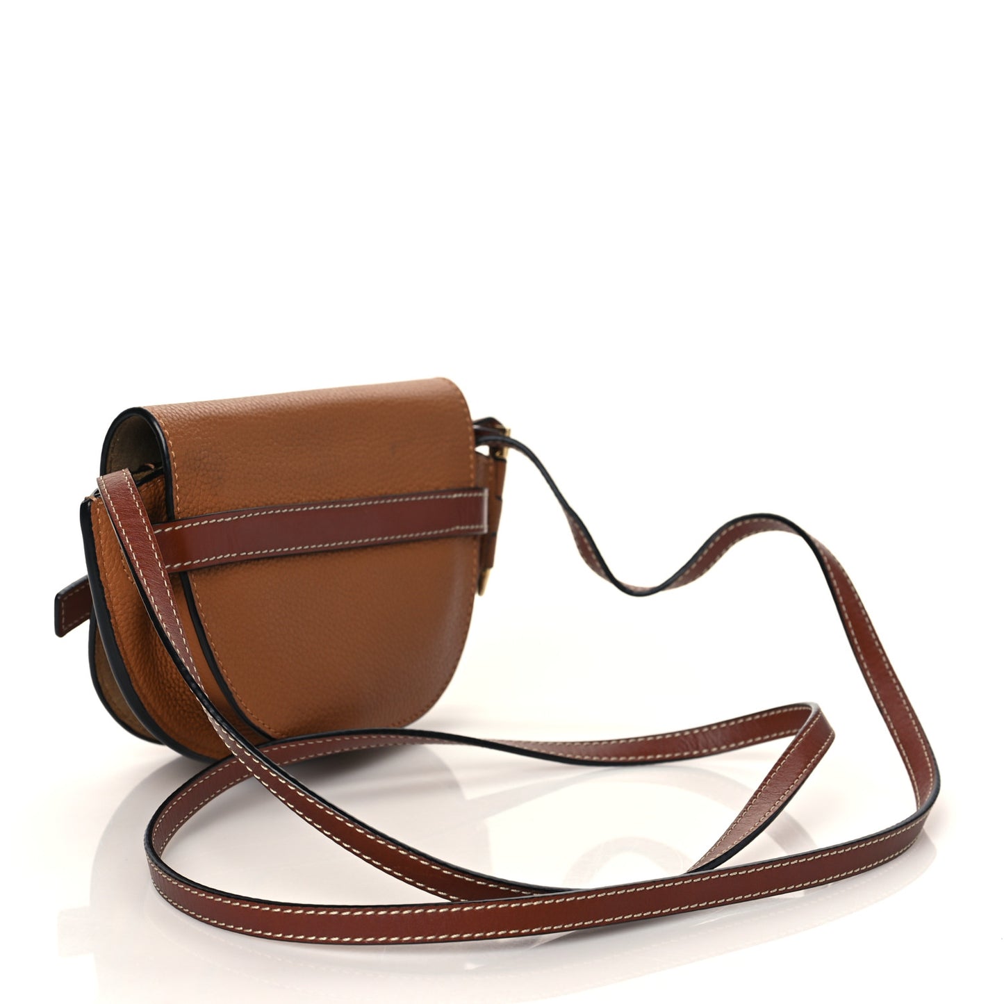 Grained Calfskin Mini Gate Crossbody Bag Caramel Pecan