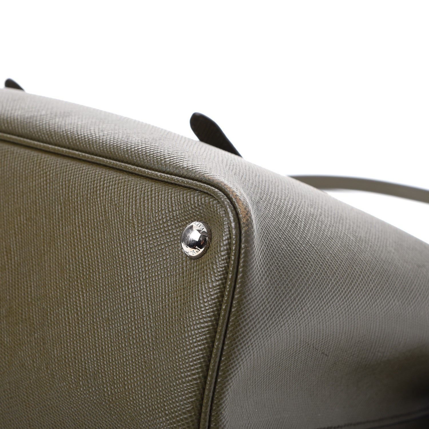 Prada Saffiano Cuir Medium Double Bag Militare 13 of 15