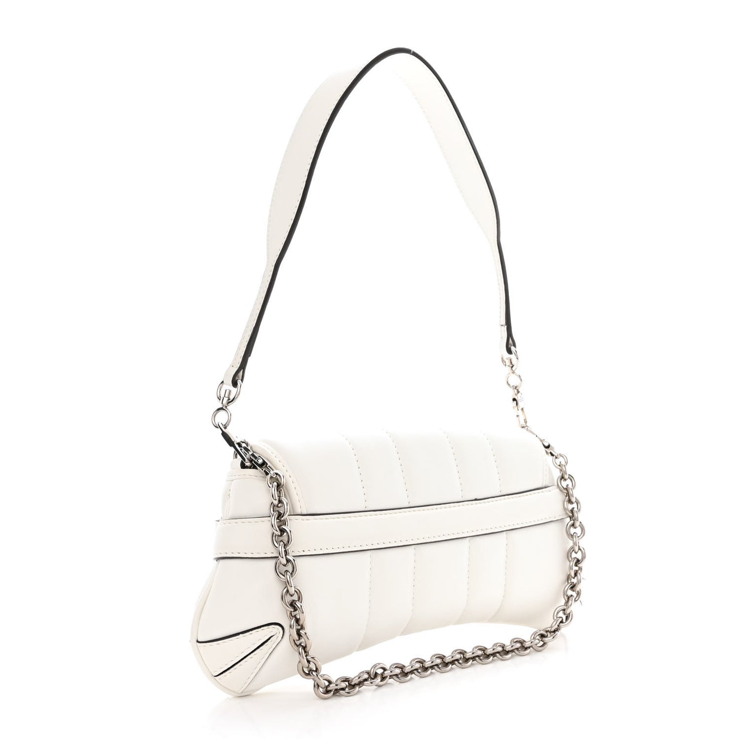 Nappa Vertical Matelasse Small Maxi Horsebit Chain Shoulder Bag Great White