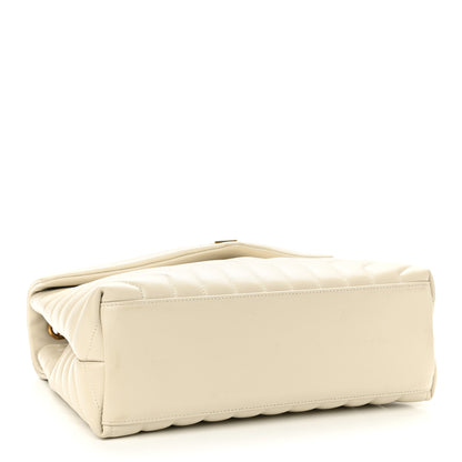 Saint Laurent Calfskin Y Quilted Monogram Medium Loulou Chain Satchel Blanc Vintage 5 of 11
