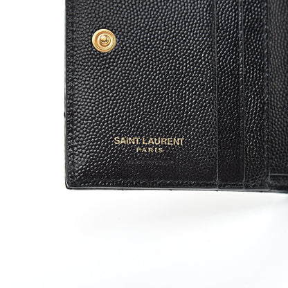 Saint Laurent Grain De Poudre Matelasse Chevron Monogram Zipped Card Case Black 6 of 7