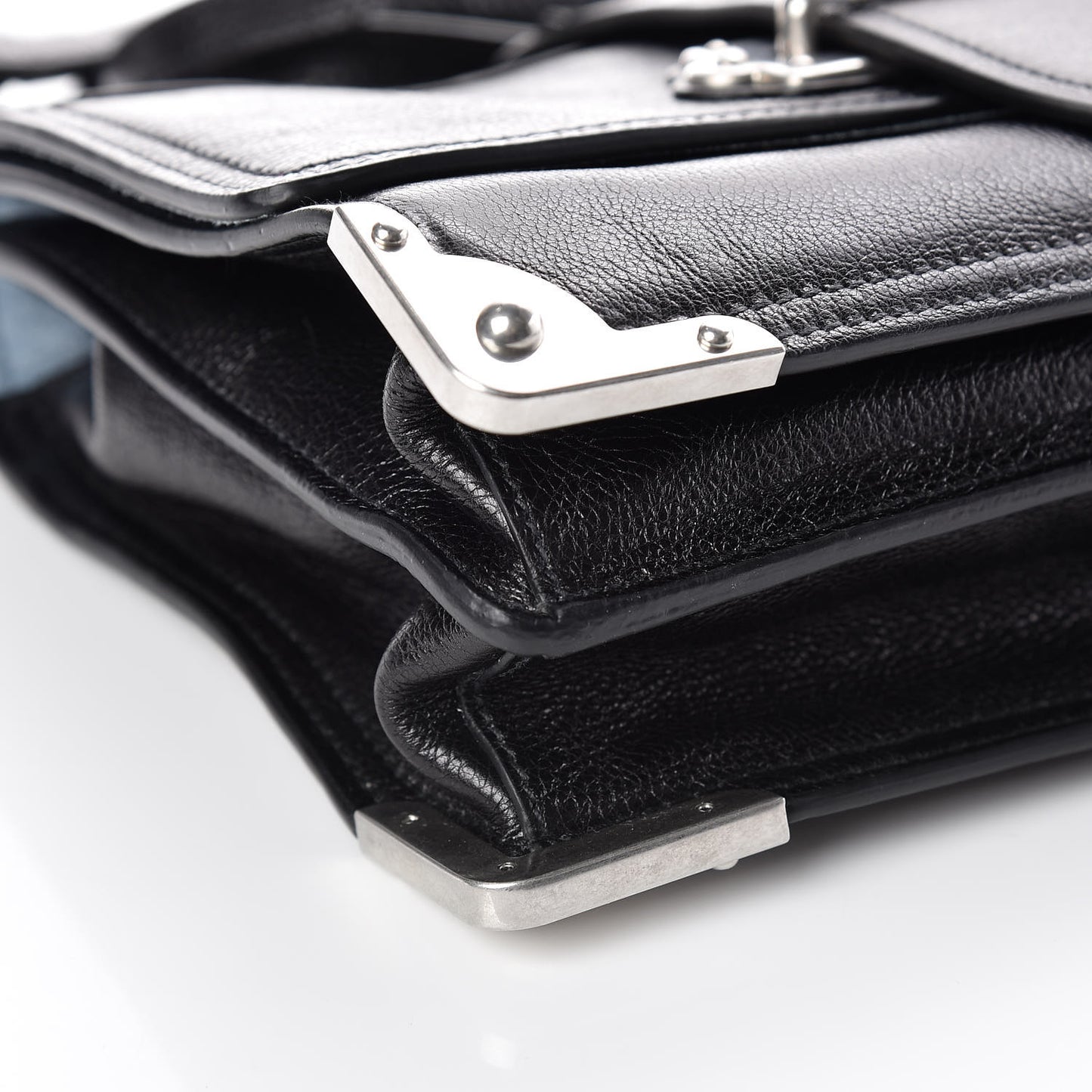 Glace Calf Large Soft Cahier Bag Black Astrale