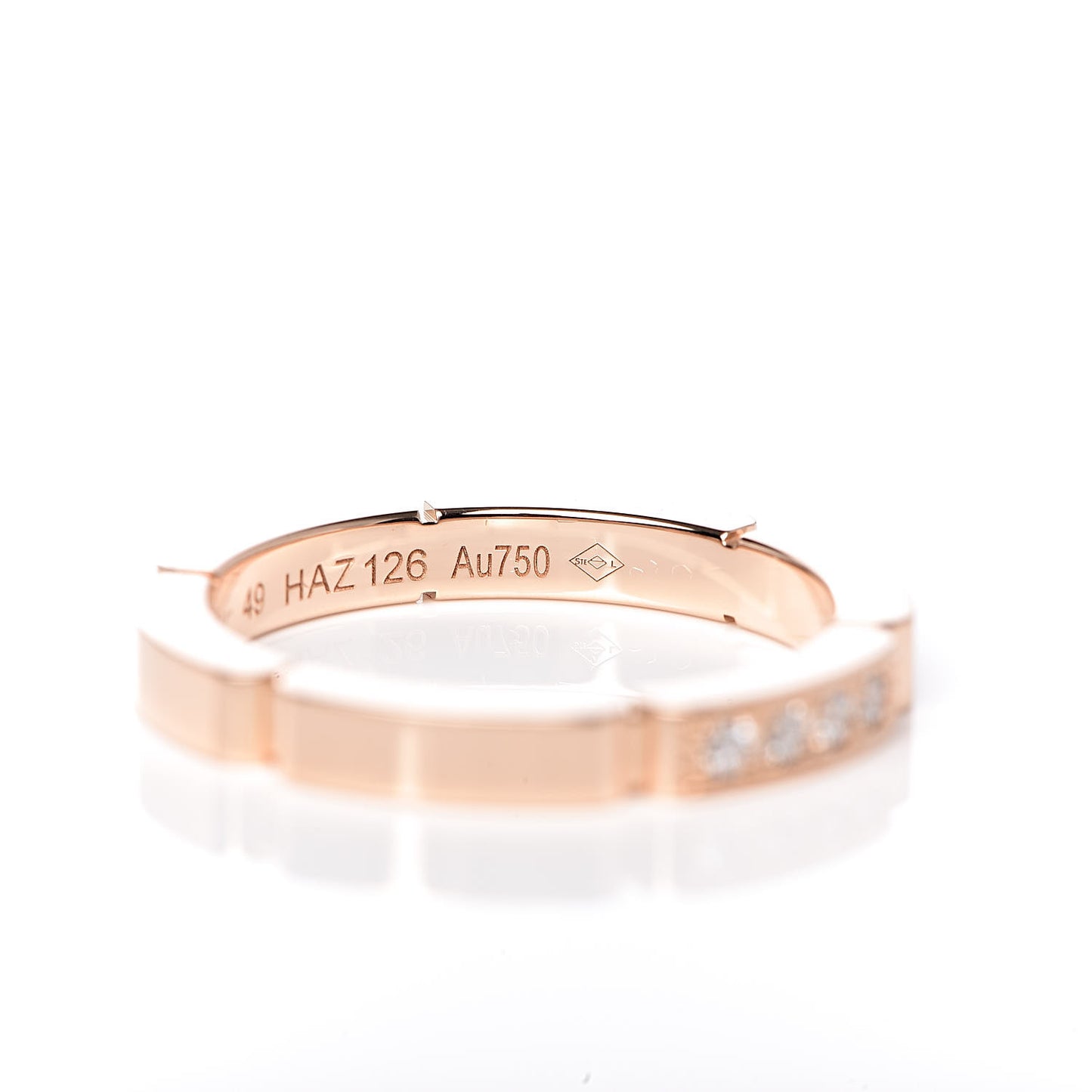 18K Pink Gold Diamond Maillon Panthere Wedding Band Ring 49 4.75