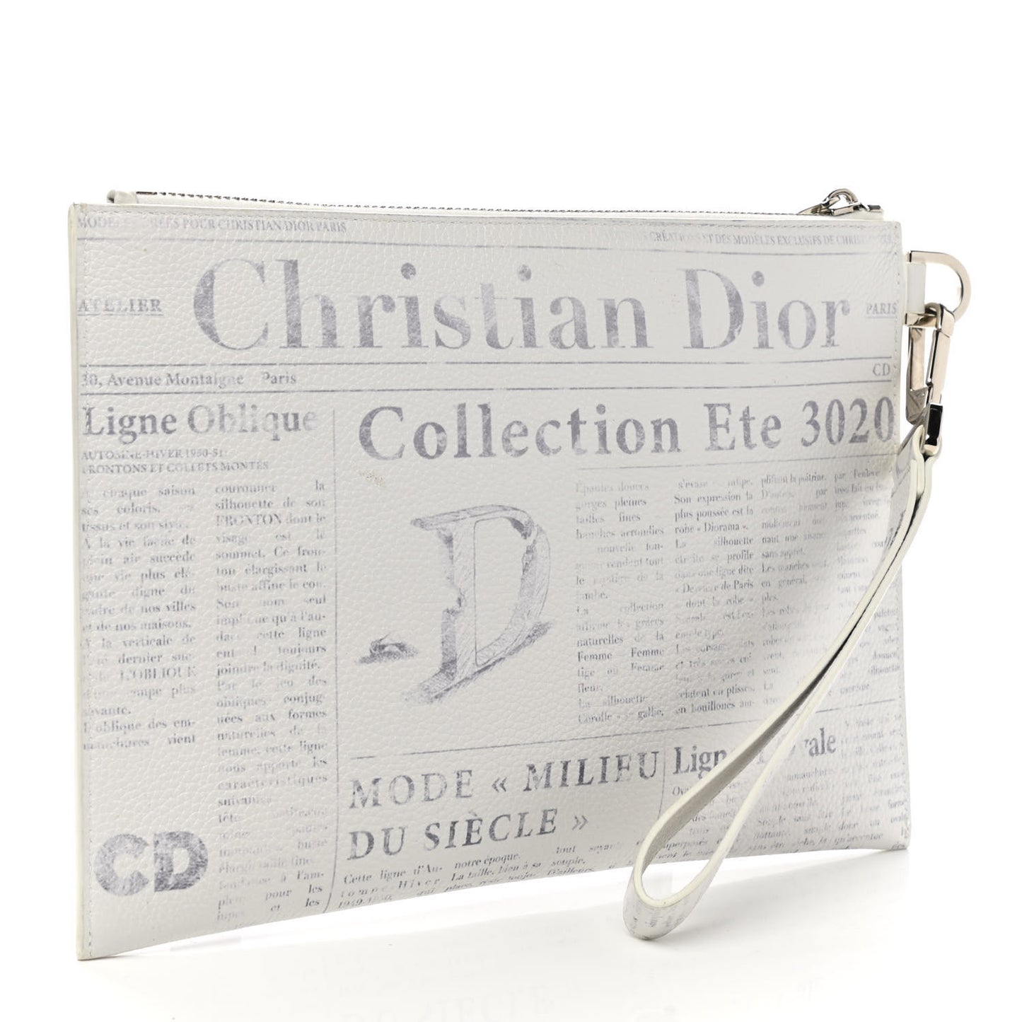 X DANIEL ARSHAM Grained Calfskin Newspaper Wristlet White