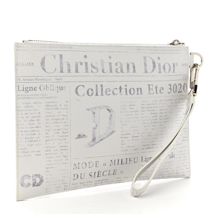 Christian Dior X DANIEL ARSHAM Grained Calfskin Newspaper Wristlet White 3 of 7