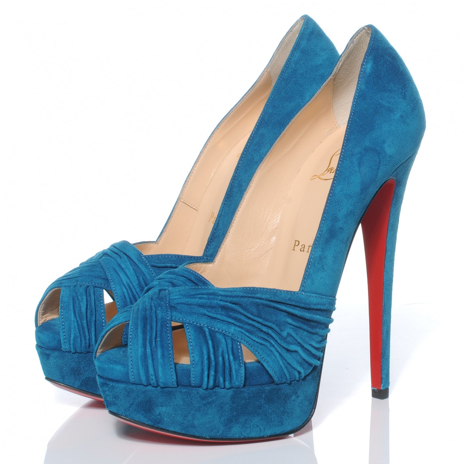 Christian Louboutin Suede Aborina 150 Pumps 37 Peacock 2 of 7
