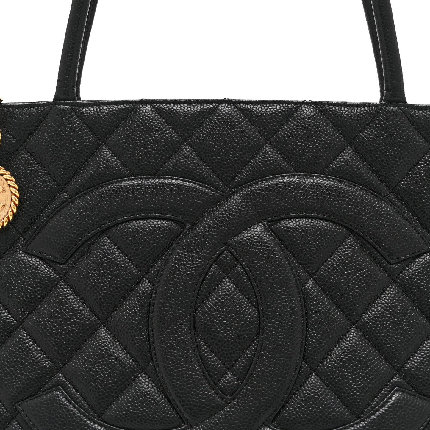Caviar Quilted Medallion Tote Black