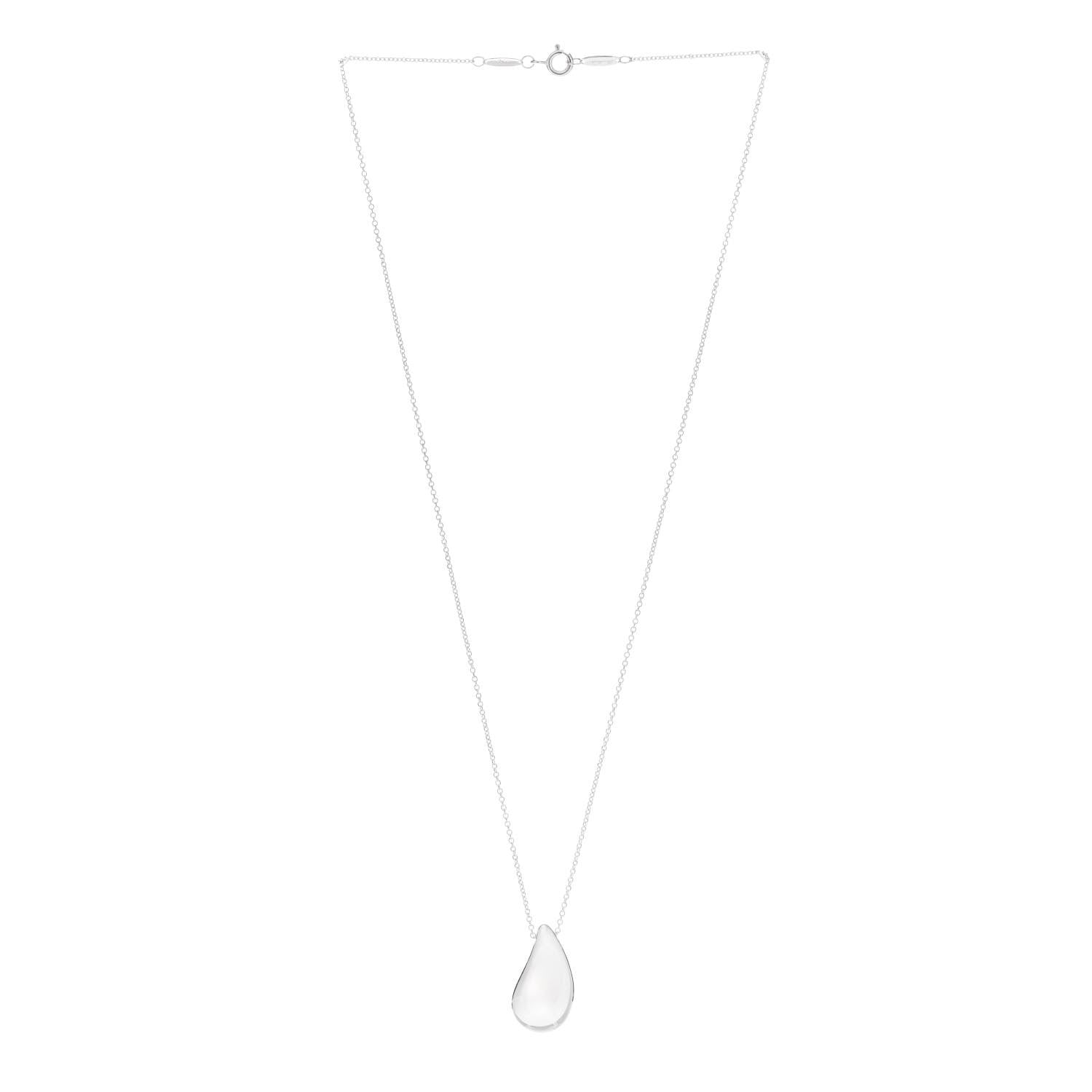 Tiffany Sterling Silver 22mm Elsa Peretti Tear Drop Pendant Necklace 3 of 6