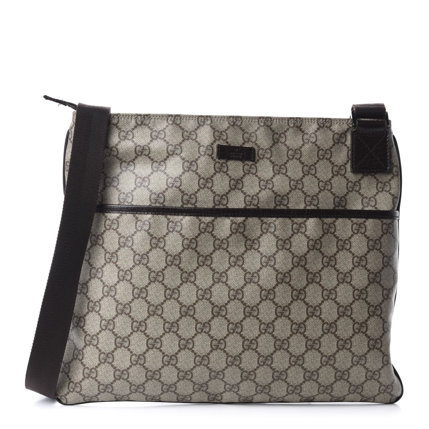 GG Plus Monogram Medium Flat Messenger Bag Dark Brown