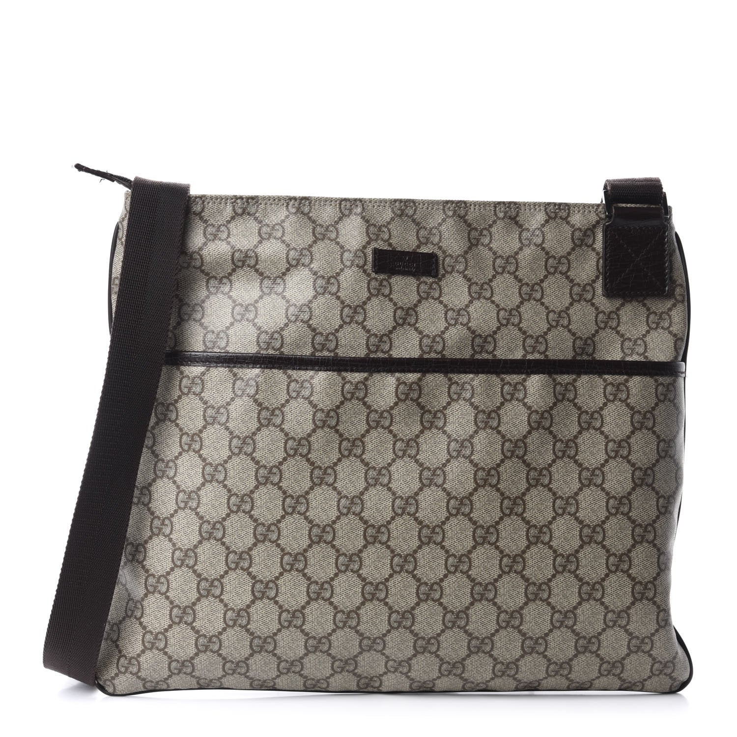Gucci GG Plus Monogram Medium Flat Messenger Bag Dark Brown 1 of 13